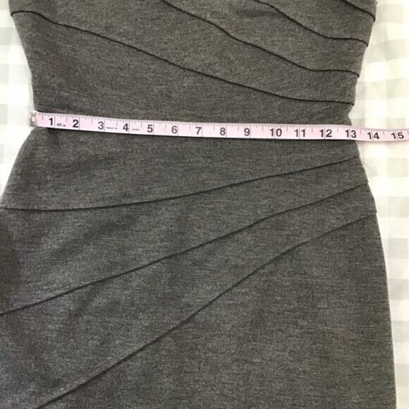 London Times sheath dress charcoal grey short sleeves slimming size 4 - Picture 10 of 13